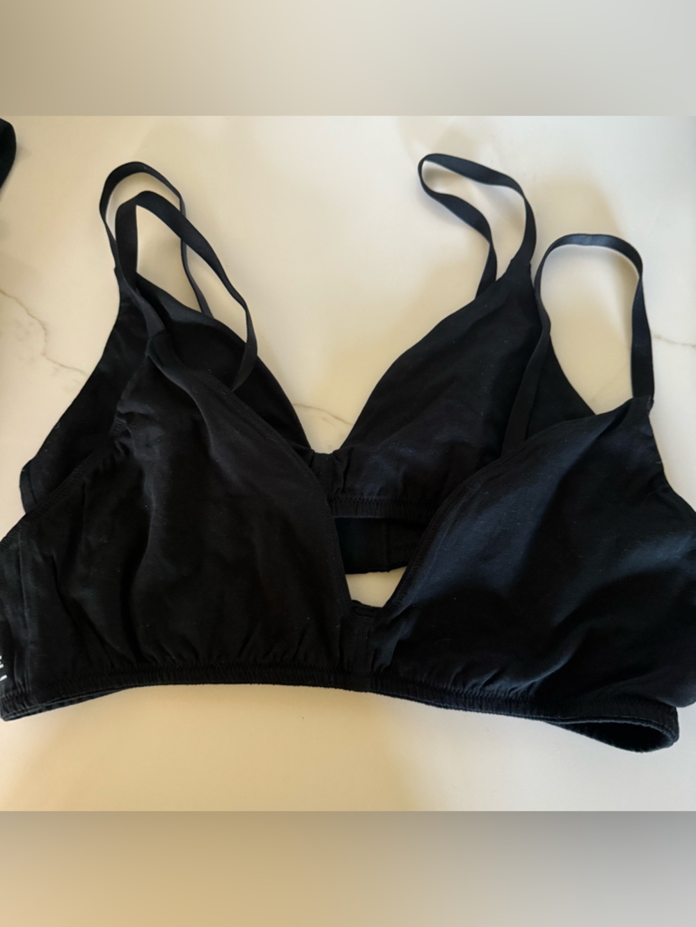Quince Organic Cotton Triangle Bralette (2-Pack) Black - Picture 2 of 2